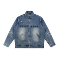 Distorted Denim Zip Up